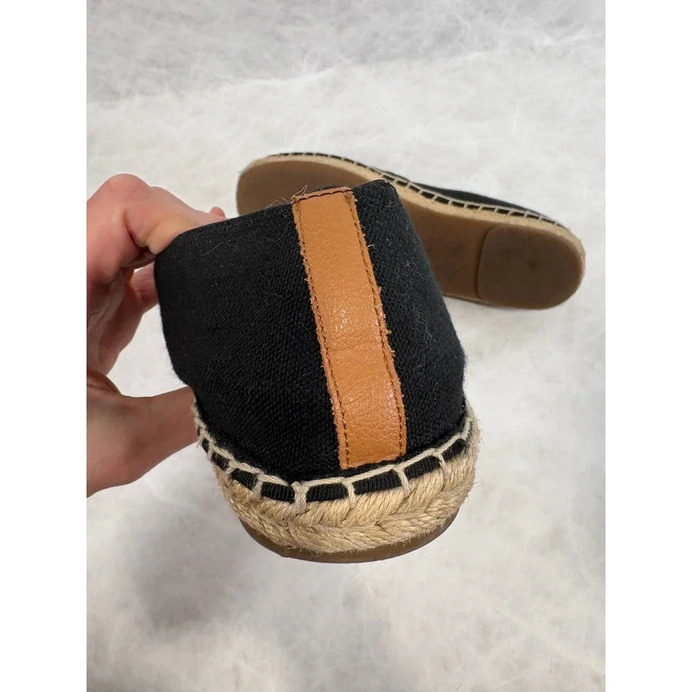 Vionic Valeri Black Canvas Espadrille Slip On Flats Orthotic Support 356VALE 8.5